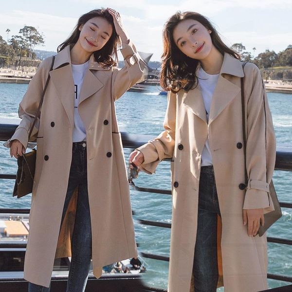women's trench coats 2021 spring autumn windbreaker korean loose long coat female waist belt outerwear casual overcoat women g131, Tan;black
women's trench coats 2021 spring autumn windbreaker korean loose long coat female waist belt outerwear casual overcoat women g131, Tan;black