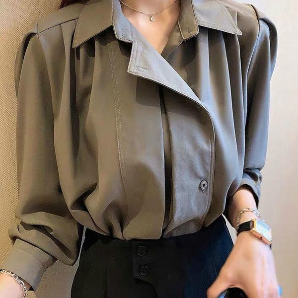 women's blouses & shirts 2021 arrival spring autumn women turn down collar patchwork female solid single breasted long sleeve m46, White
women's blouses & shirts 2021 arrival spring autumn women turn down collar patchwork female solid single breasted long sleeve m46, White