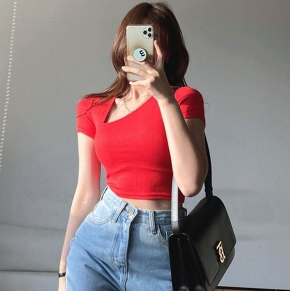 women's t-shirt womengaga korea oblique asymmetrical collar tight short sleeve autumn 2021 red tees high waist iuko, White
women's t-shirt womengaga korea oblique asymmetrical collar tight short sleeve autumn 2021 red tees high waist iuko, White