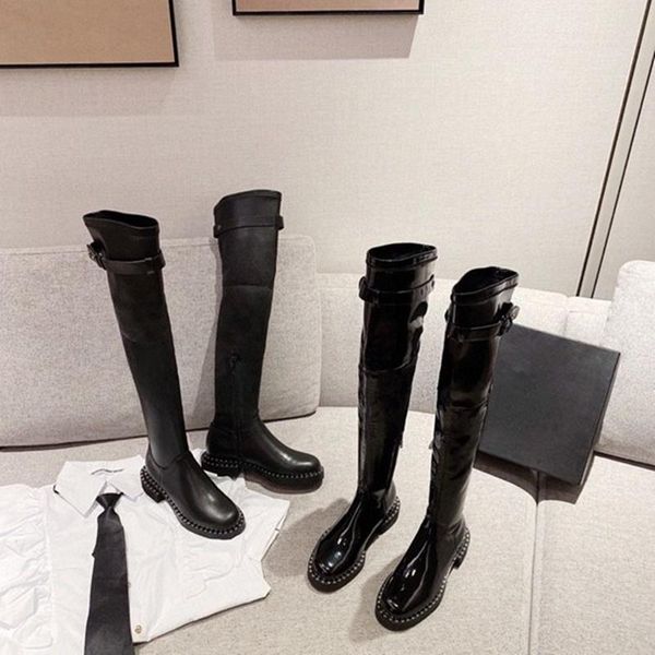 boots 2021 women high genuine leather patent round toe lace up rivet buckle brand designer pure color comfortable, Black
boots 2021 women high genuine leather patent round toe lace up rivet buckle brand designer pure color comfortable, Black