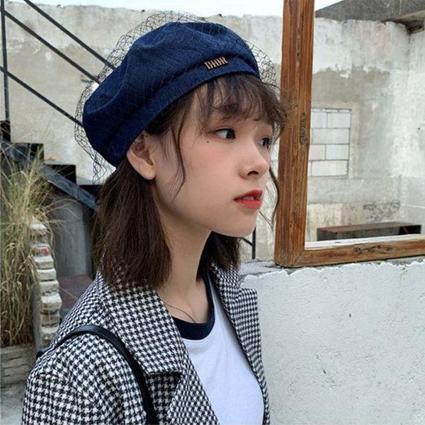 berets foux beret hats women casual denim gauze formal letter adjustable rope casquette octagonal brimless designer fashion british, Blue;gray
berets foux beret hats women casual denim gauze formal letter adjustable rope casquette octagonal brimless designer fashion british, Blue;gray
