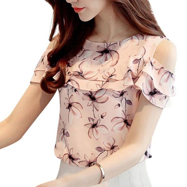 women's blouses & shirts women off shoulder short sleeve floral print chiffon casual clothing jrdh889, White
women's blouses & shirts women off shoulder short sleeve floral print chiffon casual clothing jrdh889, White