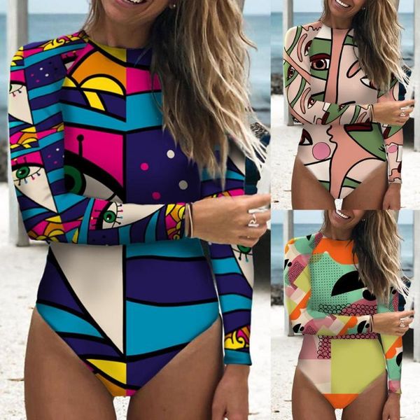 women's swimwear women monokini long sleeve abstract pattern backless skinny one piece for swimming ropa mujer 2021, White;black
women's swimwear women monokini long sleeve abstract pattern backless skinny one piece for swimming ropa mujer 2021, White;black