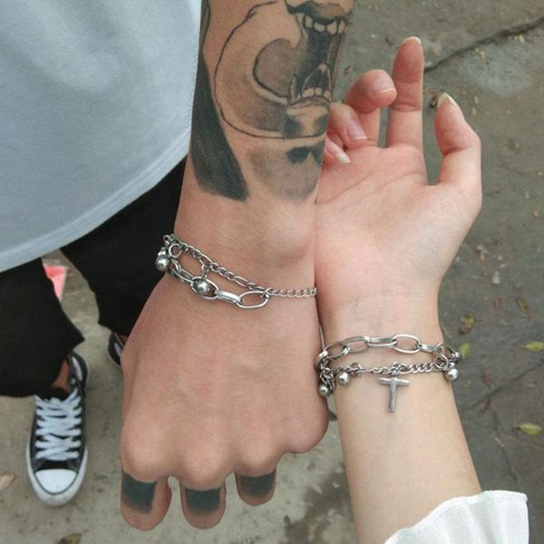 link, chain hip-hop gothic cold wind multilayer bracelet solid color charm jewelry gift set cross pendant, Black
link, chain hip-hop gothic cold wind multilayer bracelet solid color charm jewelry gift set cross pendant, Black