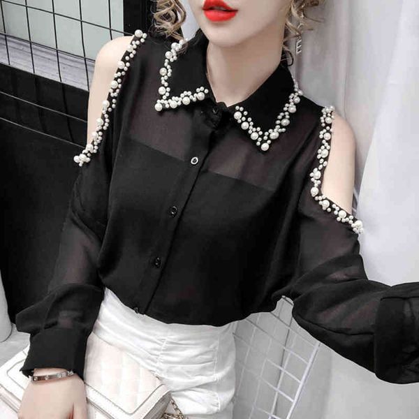 women spring summer style chiffon blouses shirts lady casual beading off shoulder long sleeve chiffon blusas df3806, White
women spring summer style chiffon blouses shirts lady casual beading off shoulder long sleeve chiffon blusas df3806, White