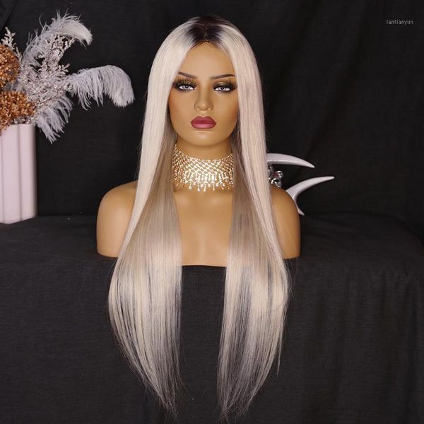 ash blonde long straight lace front wigs ombre color with baby hairs middle part for black women1, Black;brown
ash blonde long straight lace front wigs ombre color with baby hairs middle part for black women1, Black;brown