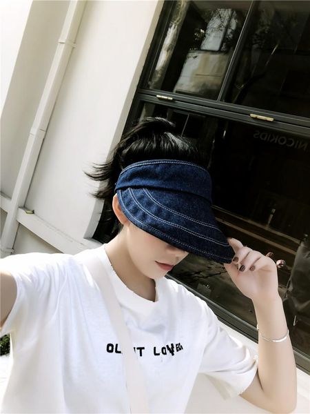 women summer sun hats denim visor hat with big heads wide brim beach uv protection female cap foldable high street style, Blue;gray
women summer sun hats denim visor hat with big heads wide brim beach uv protection female cap foldable high street style, Blue;gray