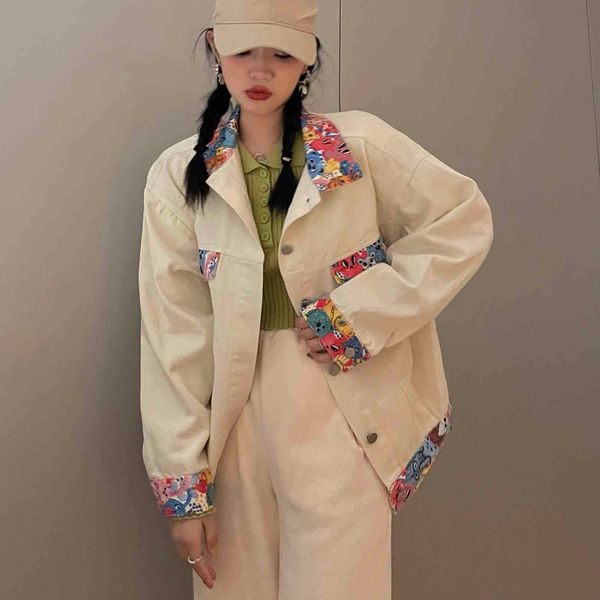 2021 spring women's loosely korean fashion denim from cartoon shreds streetwear female short jacket, White
2021 spring women's loosely korean fashion denim from cartoon shreds streetwear female short jacket, White