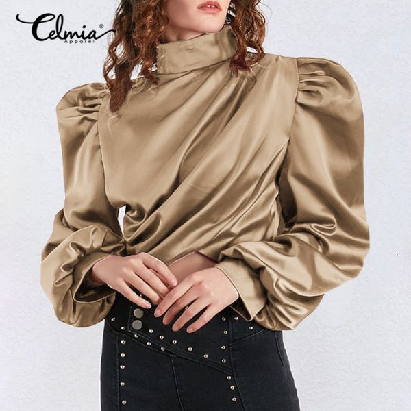 blouses women 2021 fashion satin puff sleeve short blouses celmia elegant stand-up collar office vintage pleated slim blusas s-5xl, White
blouses women 2021 fashion satin puff sleeve short blouses celmia elegant stand-up collar office vintage pleated slim blusas s-5xl, White