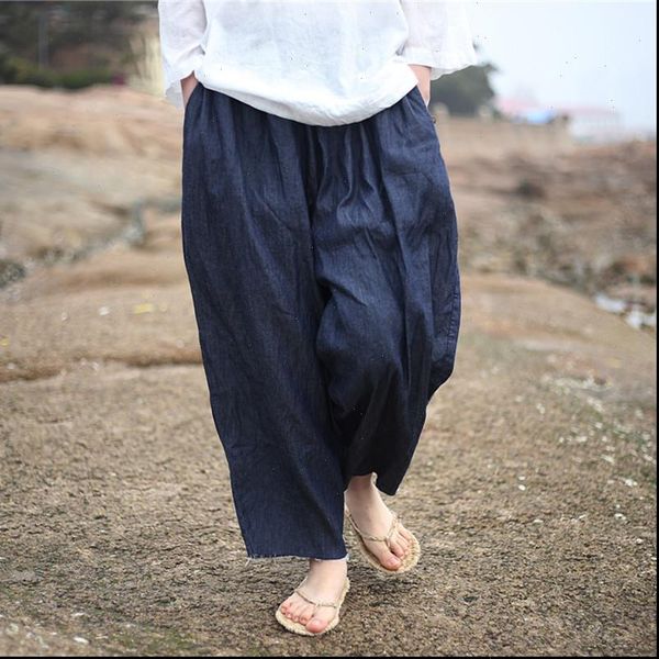 women capris dark blue jeans mid elastic waist pants summer solid color loose vintage ankle length, Black;white
women capris dark blue jeans mid elastic waist pants summer solid color loose vintage ankle length, Black;white