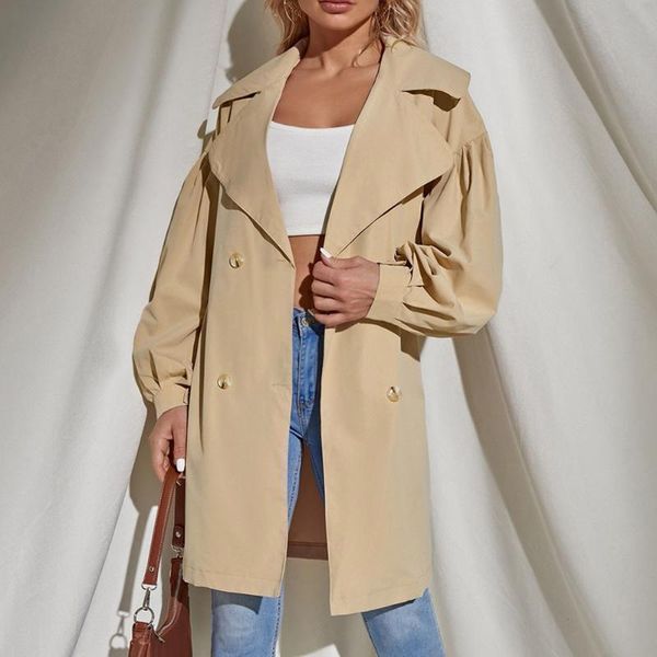 women's trench coats 2021 women coat khaki double breasted lapel long sleeve belt autumn winter fashion loose western style, Tan;black
women's trench coats 2021 women coat khaki double breasted lapel long sleeve belt autumn winter fashion loose western style, Tan;black