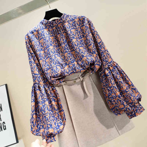 shirt lantern sleeve blouse floral chiffon spring fashion stand collar blouses women blusa mujer, White
shirt lantern sleeve blouse floral chiffon spring fashion stand collar blouses women blusa mujer, White