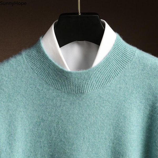 men's sweaters cashmere sweater 2021 autumn winter casual half turtleneck knitted jumper warm solid color pullovers, White;black 
men's sweaters cashmere sweater 2021 autumn winter casual half turtleneck knitted jumper warm solid color pullovers, White;black