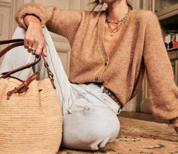 spring autumn women v neck sweater long sleeve black white khaki temperament single breasted cardigans knitwear 210928
spring autumn women v neck sweater long sleeve black white khaki temperament single breasted cardigans knitwear 210928