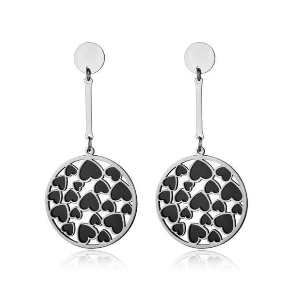black & rose gold color love heart shape 2 layers earrings stainless steel jewelry aretes de mujer women gift je18092 dangle chandelier, Silver
black & rose gold color love heart shape 2 layers earrings stainless steel jewelry aretes de mujer women gift je18092 dangle chandelier, Silver
