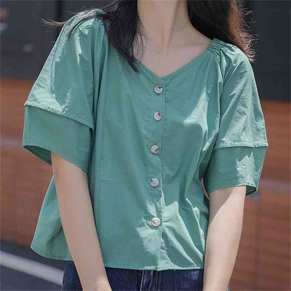 women's blouses & shirts solid minimalist v-neck loose versatile casual lady summer streetwear sweet slim chic femme 74ip, White
women's blouses & shirts solid minimalist v-neck loose versatile casual lady summer streetwear sweet slim chic femme 74ip, White