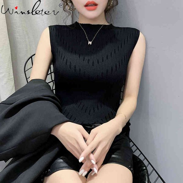 women's t-shirt summer european clothes slim slimming round neck sleeveless hollow vest all-match ice silk sweater 2021 t1380, White
women's t-shirt summer european clothes slim slimming round neck sleeveless hollow vest all-match ice silk sweater 2021 t1380, White