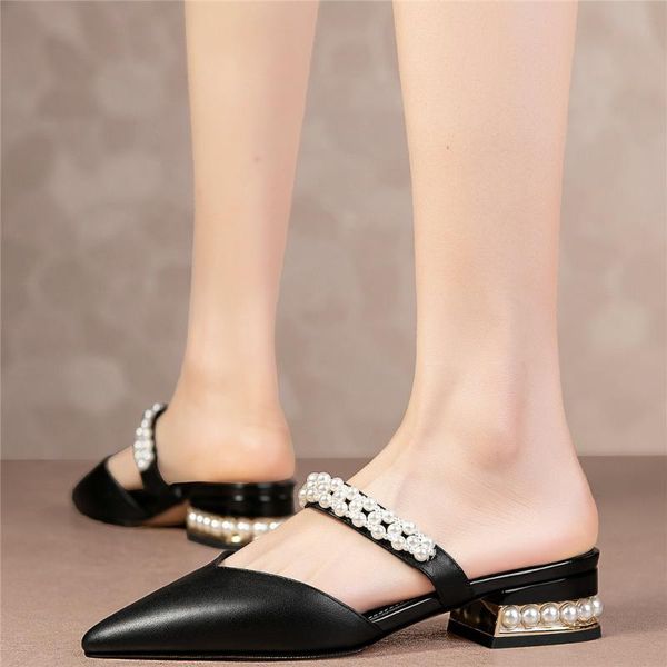 slippers summer mules women genuine leather low heel outdoor female pointed toe gladiator sandals wedding party oxfords shoes, Black
slippers summer mules women genuine leather low heel outdoor female pointed toe gladiator sandals wedding party oxfords shoes, Black