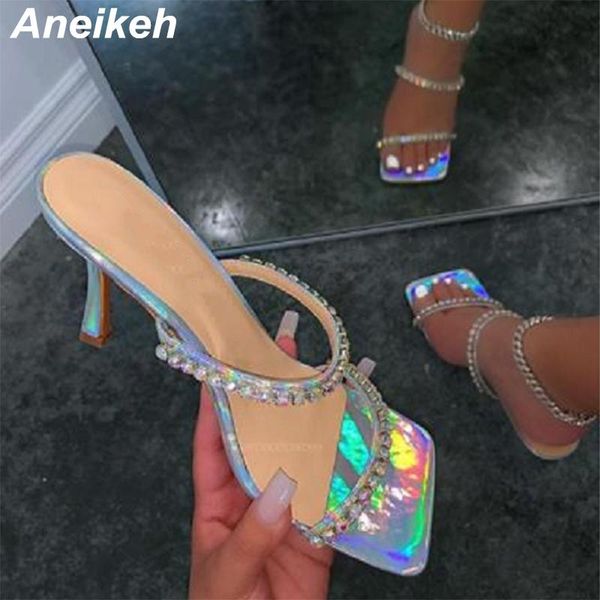 aneikeh 2021 classics fashion concise pvc narrow band slippers shallow bling patchwork shoes for women thin heels square toe, Black
aneikeh 2021 classics fashion concise pvc narrow band slippers shallow bling patchwork shoes for women thin heels square toe, Black