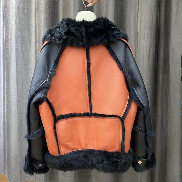 women's fur & faux 2021 coat genuine sheepskin leather jacket with natural lamb liner luxury warm female outwear, Black
women's fur & faux 2021 coat genuine sheepskin leather jacket with natural lamb liner luxury warm female outwear, Black