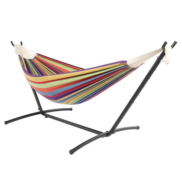 camp furniture polyester cotton hammock portable natural rope soft bed with frame small color strip
camp furniture polyester cotton hammock portable natural rope soft bed with frame small color strip