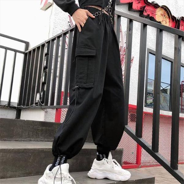 black cool summer hip women pants hop cargo casual loose sweatpants streetwear spring high street with pocket girl, Black;white
black cool summer hip women pants hop cargo casual loose sweatpants streetwear spring high street with pocket girl, Black;white