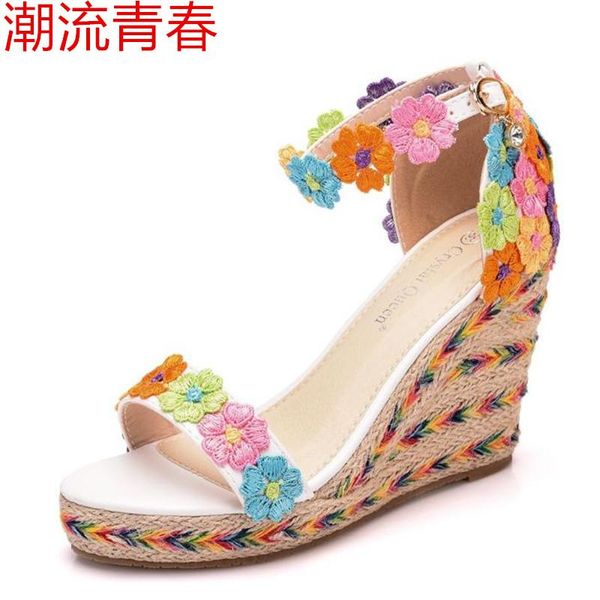 women summer wedge sandals fashion lace flower wedges casual ankle strap open toe ladies size 35-41, Black
women summer wedge sandals fashion lace flower wedges casual ankle strap open toe ladies size 35-41, Black