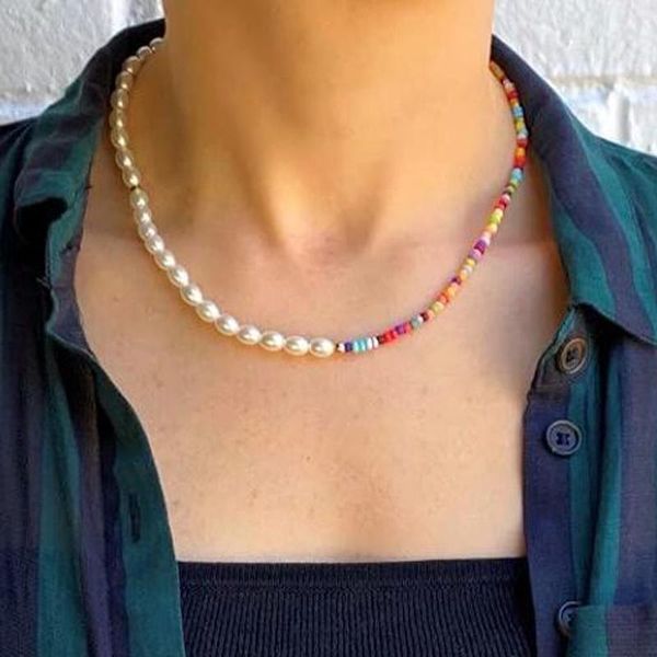 chokers sweet colorful boho beaded clavicle necklaces for women girl handmade seed pearl choker necklace m3069, Golden;silver
chokers sweet colorful boho beaded clavicle necklaces for women girl handmade seed pearl choker necklace m3069, Golden;silver