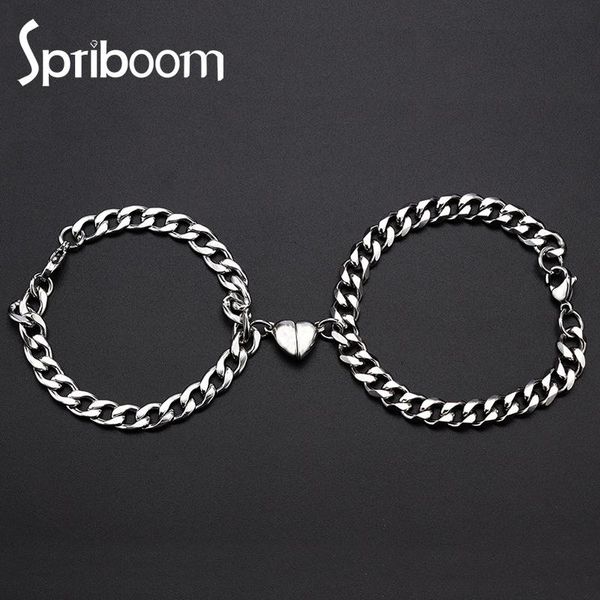 charm bracelets 2pcs/set couple for women men stainless steel heart shaped magnet attraction bracelet cuban chain jewelry gift, Golden;silver
charm bracelets 2pcs/set couple for women men stainless steel heart shaped magnet attraction bracelet cuban chain jewelry gift, Golden;silver