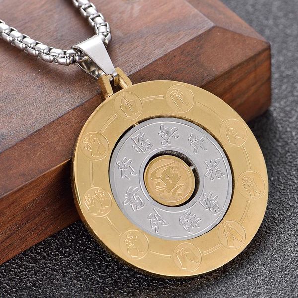 pendant necklaces taoist golden light mantra rotation nine character yin yang fish eight diagrams male and female amulets, Silver
pendant necklaces taoist golden light mantra rotation nine character yin yang fish eight diagrams male and female amulets, Silver