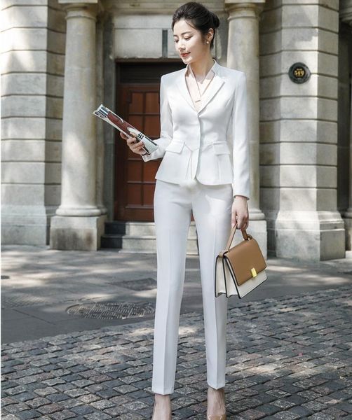 women's suits & blazers ladies fashion white women uniform designs pantsuits business with jackets and pants professional office, White;black
women's suits & blazers ladies fashion white women uniform designs pantsuits business with jackets and pants professional office, White;black