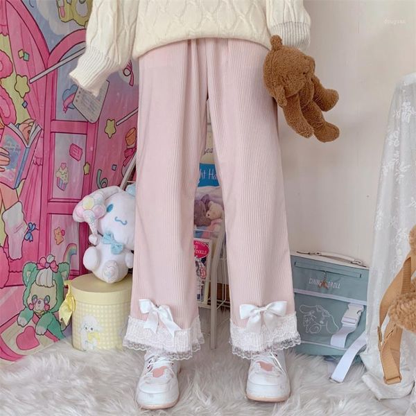 women's pants & capris spring autumn cute bow lace loose vintage corduroy wide-leg japanese harajuku wild soft sister casual trousers w, Black;white
women's pants & capris spring autumn cute bow lace loose vintage corduroy wide-leg japanese harajuku wild soft sister casual trousers w, Black;white