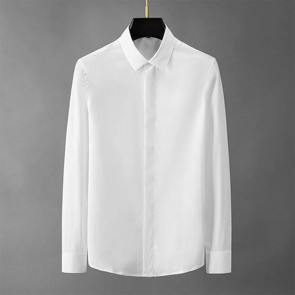 men's casual shirts trendy pure white long-sleeved bottoming business men summer, White;black
men's casual shirts trendy pure white long-sleeved bottoming business men summer, White;black