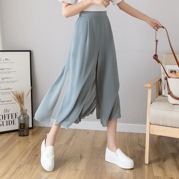 women's chiffon dress pants korean spring summer wide leg women casual loose waist trousers 210428, Black;white
women's chiffon dress pants korean spring summer wide leg women casual loose waist trousers 210428, Black;white