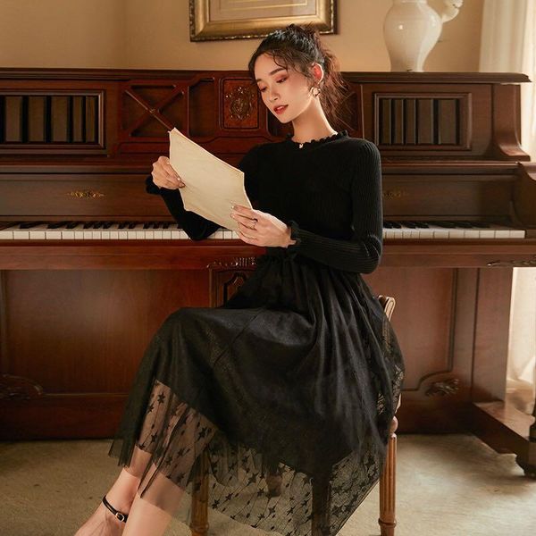 vintage knitted dress women elegant slim patchwork office sweater female fake two piece korean autumn 2021 casual dresses, Black;gray
vintage knitted dress women elegant slim patchwork office sweater female fake two piece korean autumn 2021 casual dresses, Black;gray