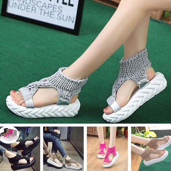 sandals women gladiator summer flat wool shoes thick-bottomed knitting solid ladies platform sandalias zapatos mujer, Black
sandals women gladiator summer flat wool shoes thick-bottomed knitting solid ladies platform sandalias zapatos mujer, Black
