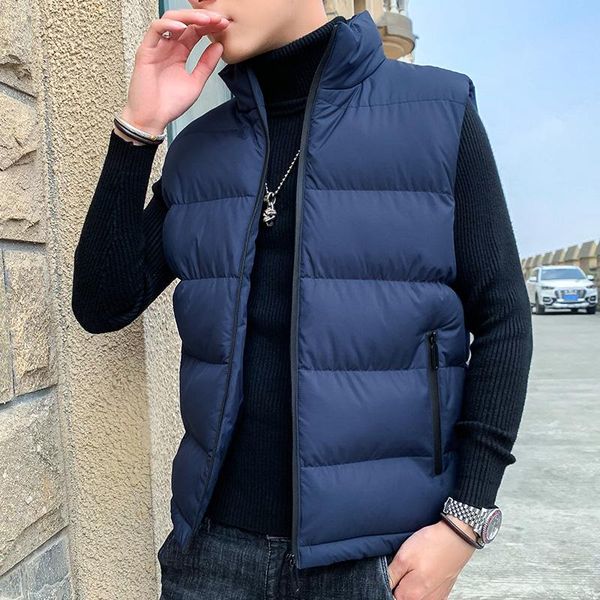 men's vests winter youth standing collar cotton vest sleeveless shoulder coat middle aged warm wear, Black;white
men's vests winter youth standing collar cotton vest sleeveless shoulder coat middle aged warm wear, Black;white