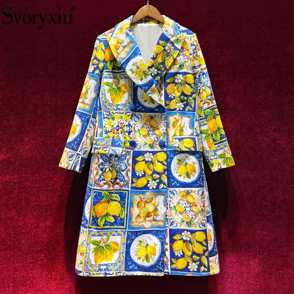 women's wool & blends svoryxiu 2021 autumn winter runway fashion double breasted overcoat outwear beaded lemon print blend long coat, Black
women's wool & blends svoryxiu 2021 autumn winter runway fashion double breasted overcoat outwear beaded lemon print blend long coat, Black