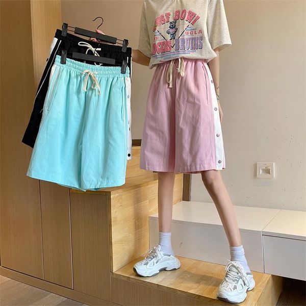 women's shorts jmprs summer women casual button patchwork sweat elastic high waist jogger ladies wide legs black streetwear, White;black
women's shorts jmprs summer women casual button patchwork sweat elastic high waist jogger ladies wide legs black streetwear, White;black
