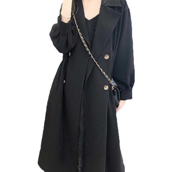 women's trench coats 2021 spring autumn windbreaker large size slim loose over the knee mid-length black f035, Tan;black
women's trench coats 2021 spring autumn windbreaker large size slim loose over the knee mid-length black f035, Tan;black