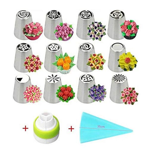 14pcs/set russian icing piping nozzles stainless steel flower cream cake pastry tips fondant decorating tools diy dessert baking &
14pcs/set russian icing piping nozzles stainless steel flower cream cake pastry tips fondant decorating tools diy dessert baking &