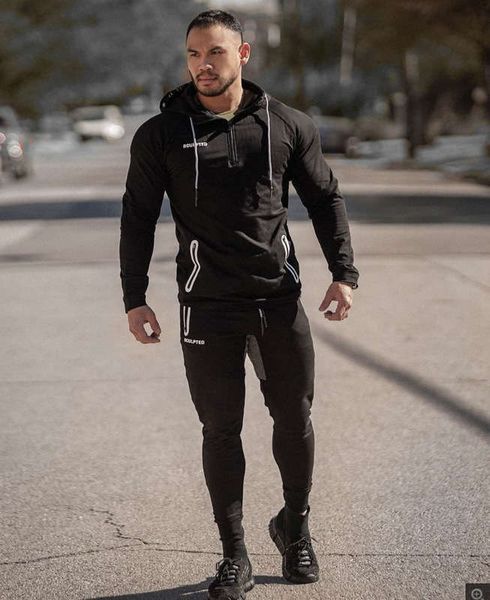 tracksuits fitness men's muscle brother suit sportswear long sleeve cardigan hooded jacket, Gray
tracksuits fitness men's muscle brother suit sportswear long sleeve cardigan hooded jacket, Gray