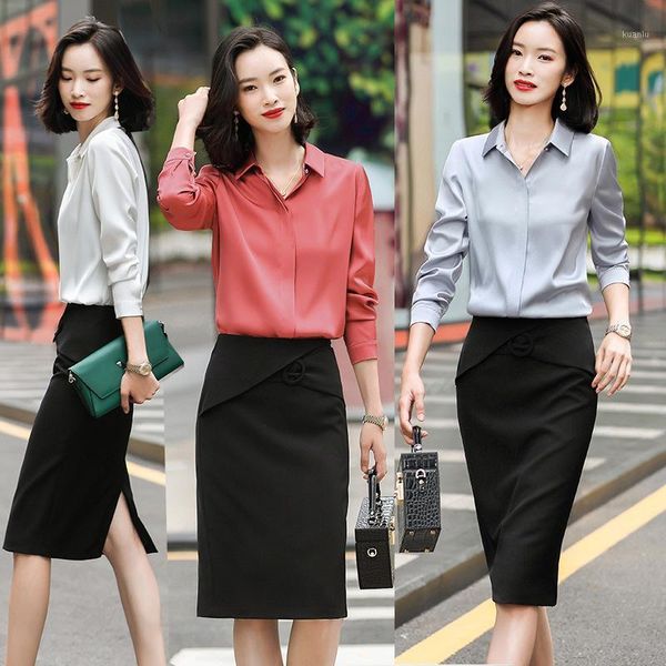 satin chiffon shirt women's white long sleeve professional wear autumn 2021 style temperament base jackets, Black;brown
satin chiffon shirt women's white long sleeve professional wear autumn 2021 style temperament base jackets, Black;brown