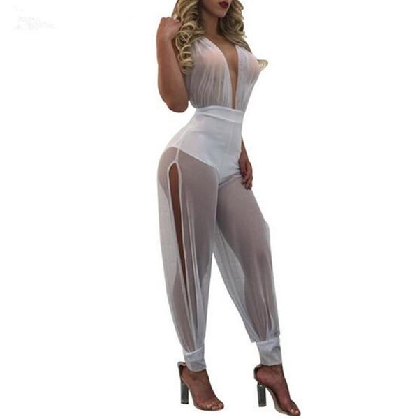 women's jumpsuits & rompers v neck sleeveless halter mesh jumpsuit women summer perspective split see through overalls hollow out backl, Black;white
women's jumpsuits & rompers v neck sleeveless halter mesh jumpsuit women summer perspective split see through overalls hollow out backl, Black;white