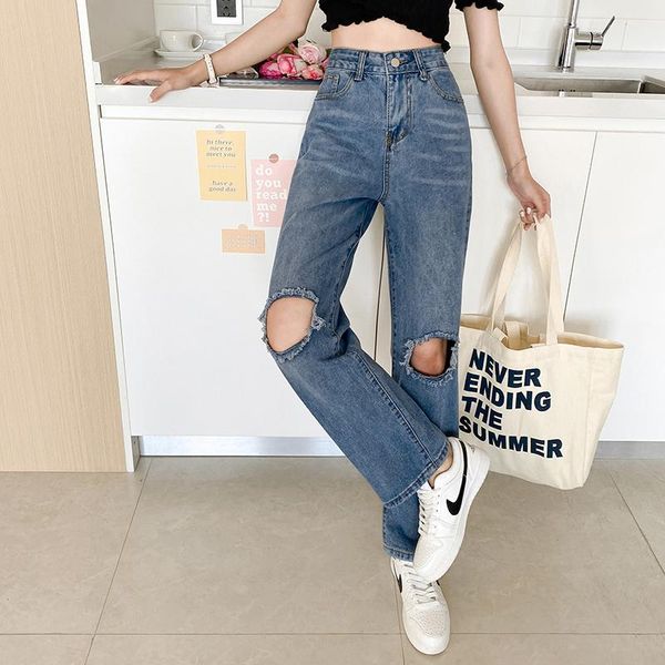 women's jeans denim cotton summer wide leg pants 2021 straight high-waisted hole-mopping trousers casual loose women 093h, Blue
women's jeans denim cotton summer wide leg pants 2021 straight high-waisted hole-mopping trousers casual loose women 093h, Blue