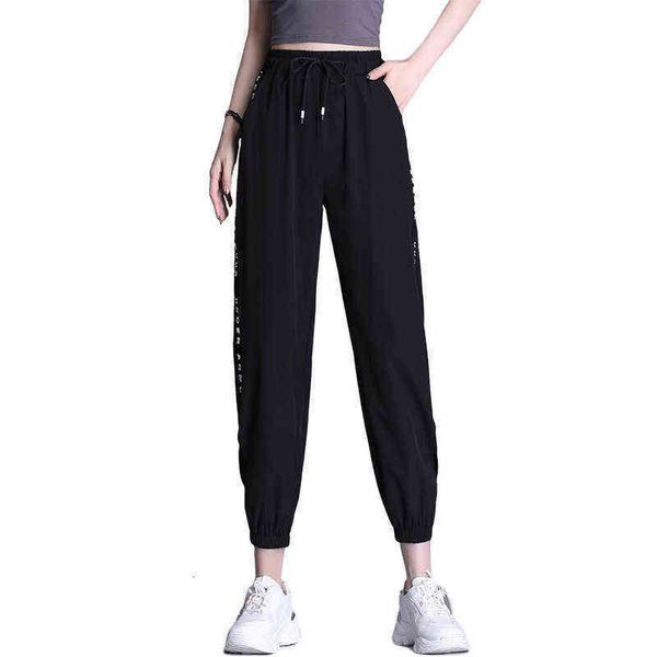ice fast drying quarter sweatpants women's summer thin 2021 loose legged casual pants, Black;white
ice fast drying quarter sweatpants women's summer thin 2021 loose legged casual pants, Black;white