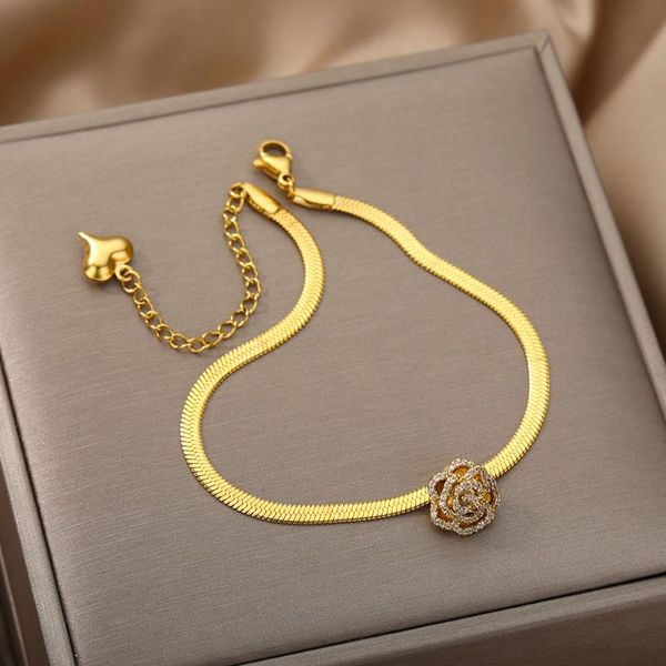 anklets cute zirconic rose flower for women gold stainless steel snake chain foot leg anklet bracelet bohemian jewelry, Red;blue
anklets cute zirconic rose flower for women gold stainless steel snake chain foot leg anklet bracelet bohemian jewelry, Red;blue