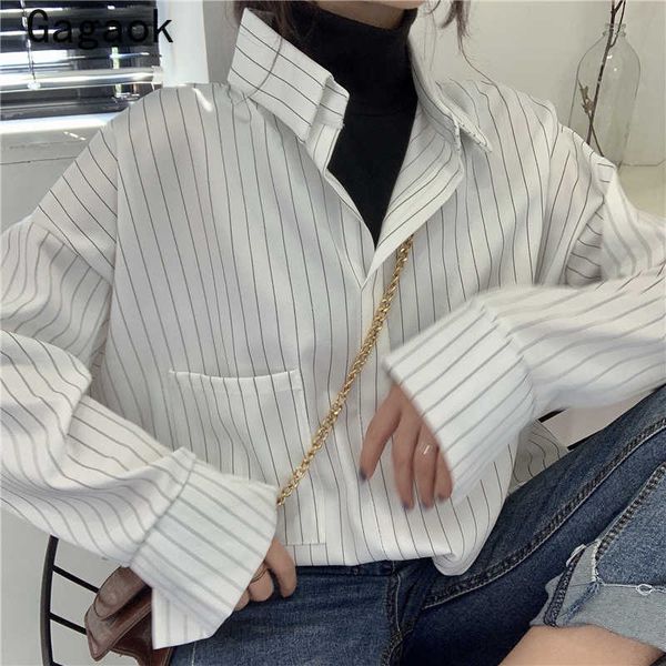 streetwear women blouse spring autumn lapel striped shirts loose casual harajuku wild korean fashion blouses 210531, White
streetwear women blouse spring autumn lapel striped shirts loose casual harajuku wild korean fashion blouses 210531, White