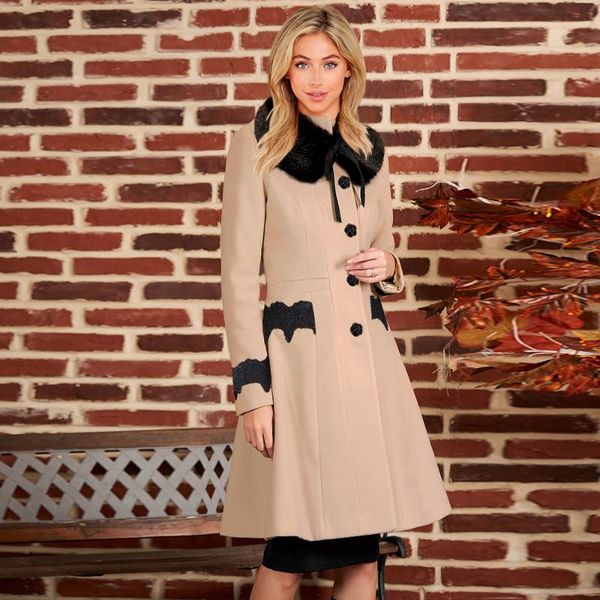 women's wool & blends royal style elegant coat casual commuter winter jacket plush detachable fur collar slim korean for beauty woman, Black
women's wool & blends royal style elegant coat casual commuter winter jacket plush detachable fur collar slim korean for beauty woman, Black