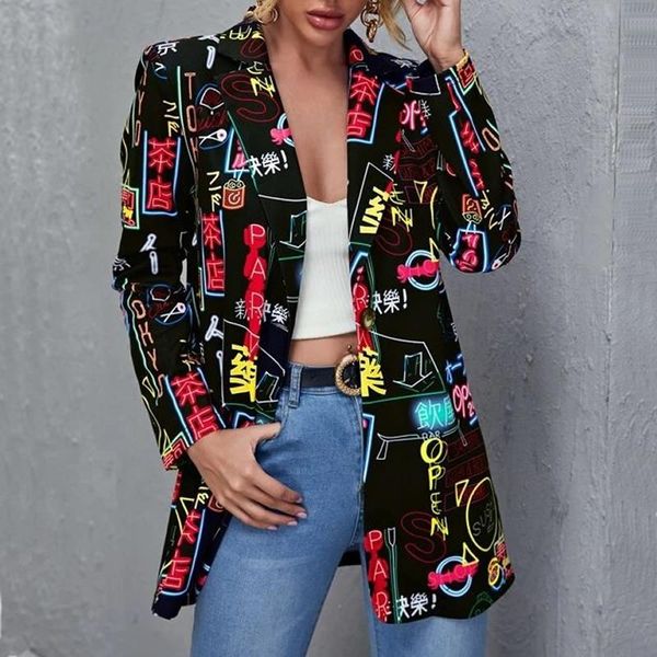 women's suits & blazers vintage letter irregular print blazer women fashion spring autumn jacket female oversize outerwear elegant lady, White;black
women's suits & blazers vintage letter irregular print blazer women fashion spring autumn jacket female oversize outerwear elegant lady, White;black